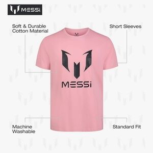 Messi Wingstar T-Shirt Tee Pink with Black Logo Men's Size Medium NWT